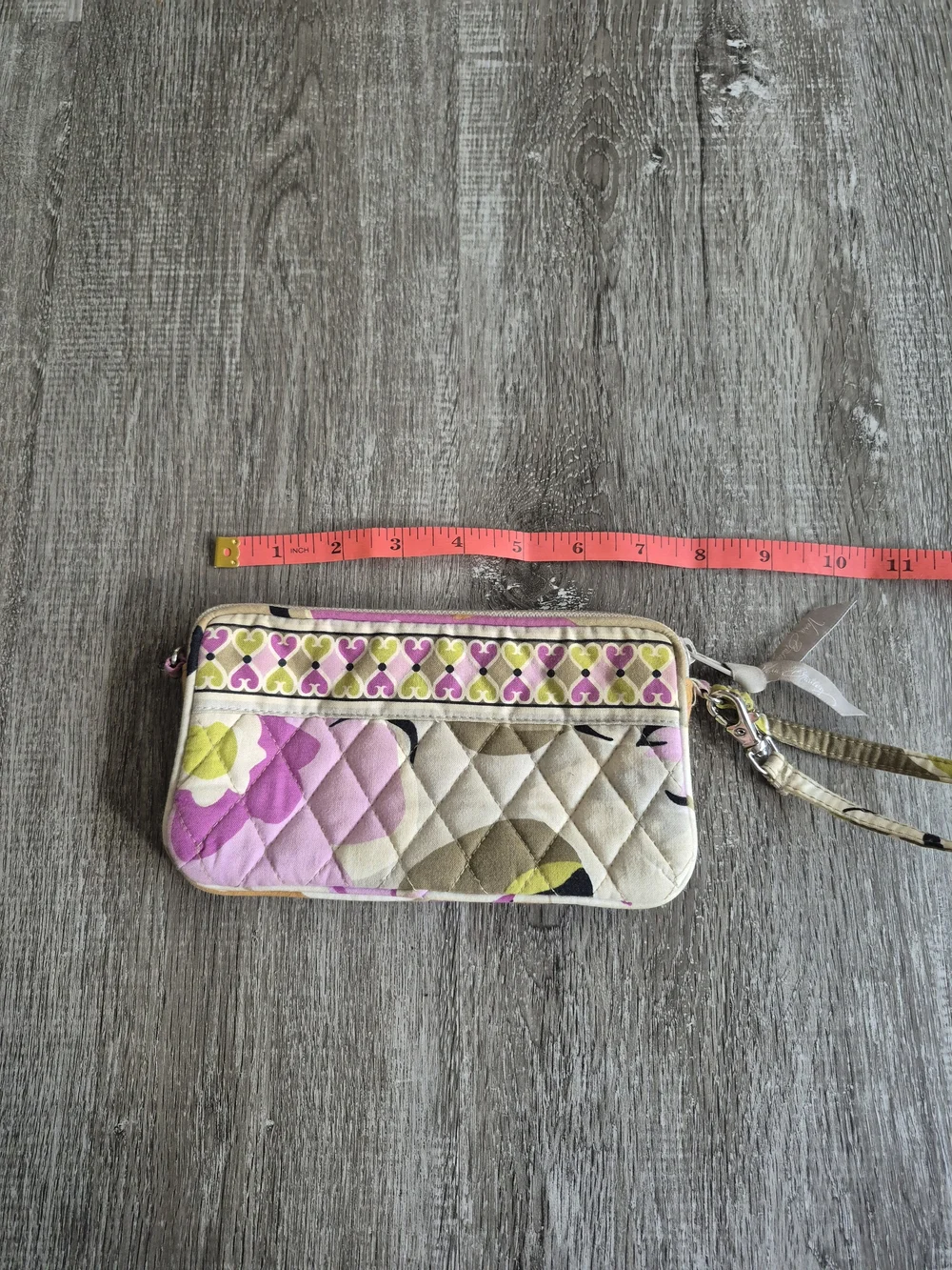 Vera Bradley Quilted Wristlet in Cream, Pink, Lime Green - Picture 2 of 3